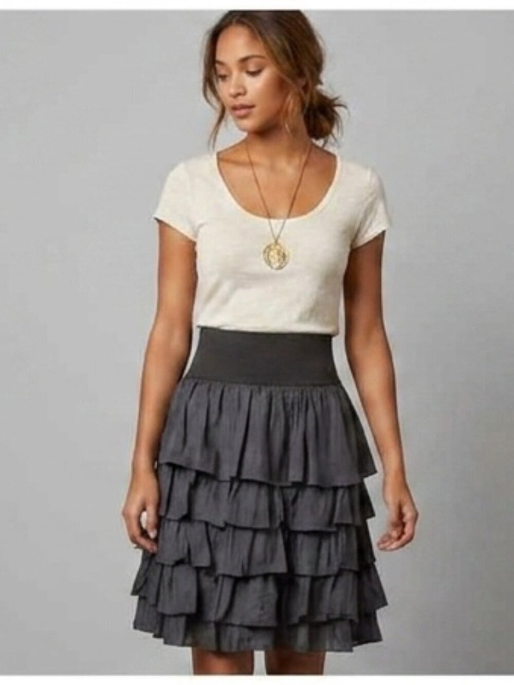 Neesh by D.A.R Anthropologie Women's Size 2 Black Layered Ruffle Tiered Skirt